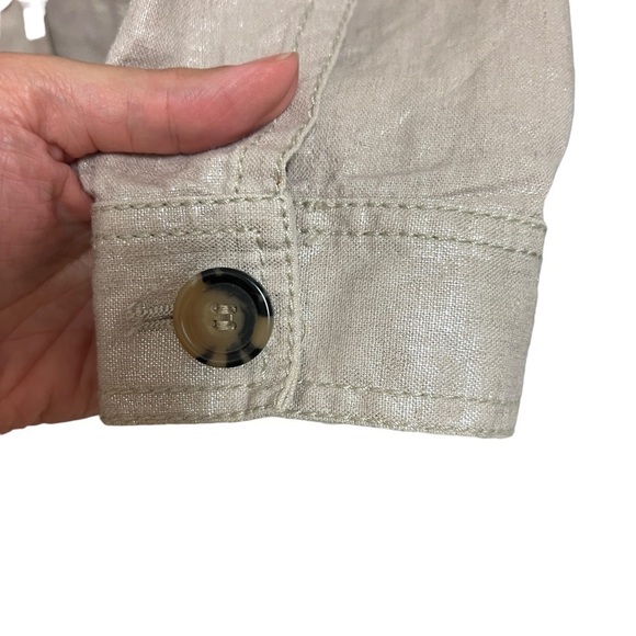 LIZ CLAIBORNE Nude Shimmer Lightweight Button Linen Blend Jacket, Size PM - Picture 4 of 14